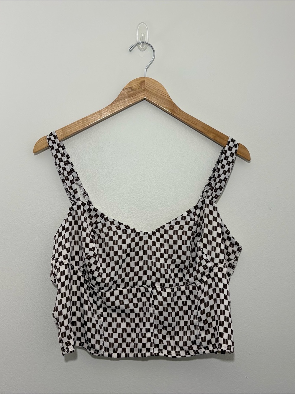Abercrombie & Fitch brown checkered print cropped tank top (large)